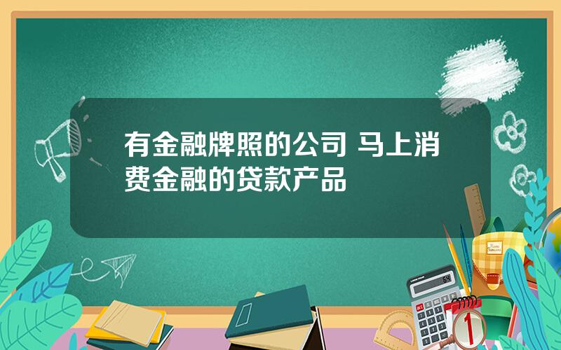 有金融牌照的公司 马上消费金融的贷款产品